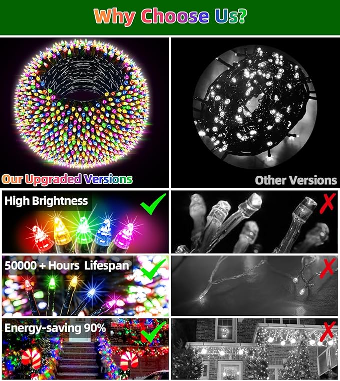 1500 LED 470FT Christmas Lights Outdoor,12 Lighting Modes Christmas String Lights with Timer, Dimmable Multicolor LED StringLights Waterproof for Yard Tree Halloween Wedding Party Holiday