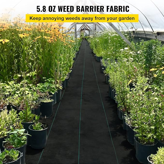 VEVOR Weed Fabric Barrier Heavy Duty, 3x300 FT, 5.8oz Weed Blocker Fabric, Woven Landscape Fabric, Garden Fabric Weed Barrier, Weed Control Fabric Ground Cover, Geotextile Fabric, Gardening Mat, Black