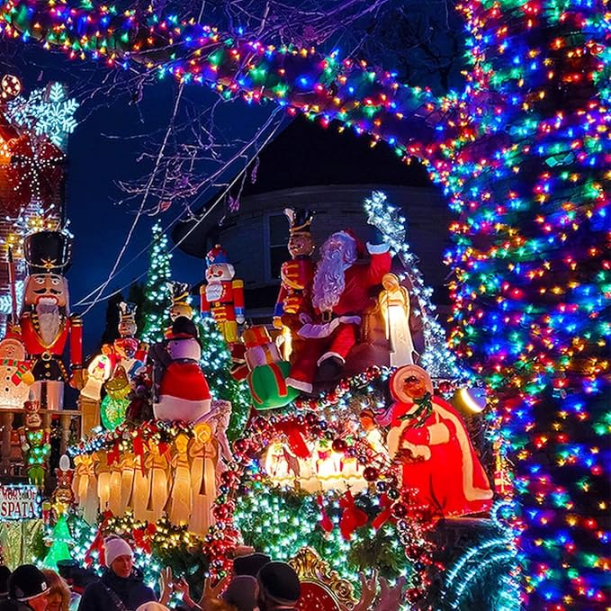 JMEXSUSS 500 LED Christmas Lights Outdoor Waterproof, Multicolor Christmas Tree Lights Plug in, 8 Modes Twinkle Fairy String Lights for Indoor Xmas Wedding Party Garden Decoration