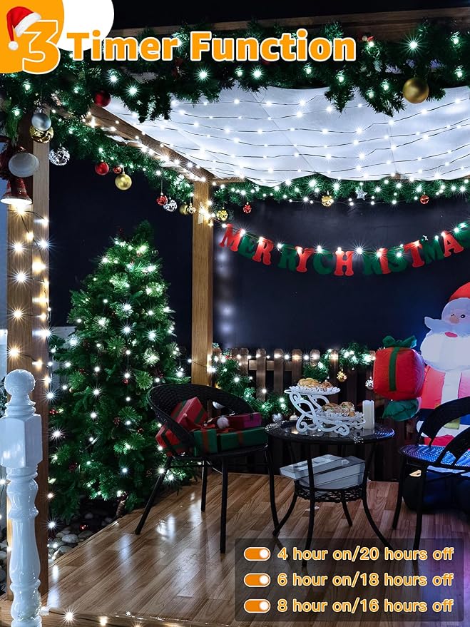 Christmas Lights 1200 LED 394 FT, Waterproof Outdoor String Lights with Remote and Timer, Christmas Tree Lights with 8 Modes Dimmable, Fairy Lights for Holiday Decor (Cool White)