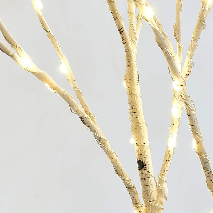 LITBLOOM Lighted Birch Branches Battery Operated with 8 Functions 30IN 100 Multi Color and Warm White Lights for Christmas Holiday Party Decoration Indoor Outdoor