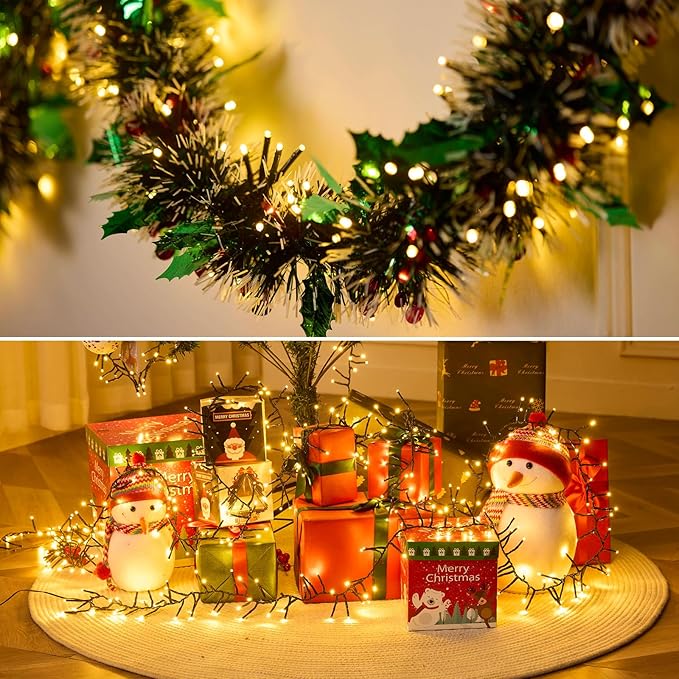 1000 LED Amount of Christmas Tree Lights Decorations with Remote, Waterproof Plug in Cluster Lights Christmas for Outdoor Indoor,Warm White 2Packs
