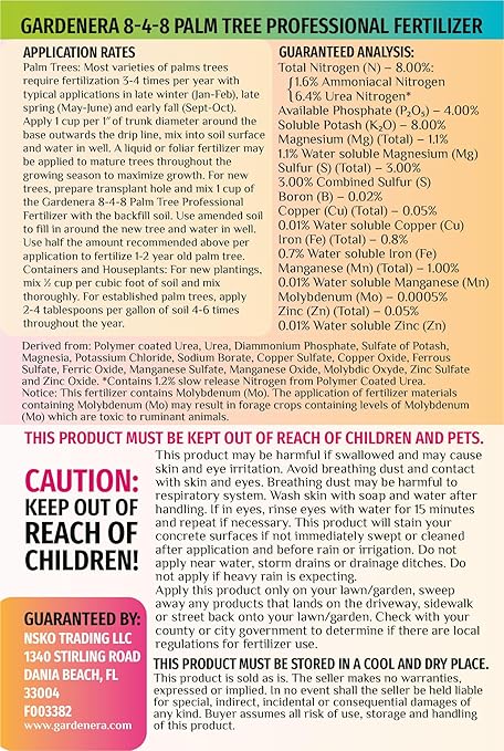 Premium 8-4-8 Professional Palm Tree Fertilizer Plant Food |Indoor Potted Plants and Outdoor Landscape Palm Trees | Quick-Release Nitrogen Fertilizer and Continuous Feeding (2 Quarts)