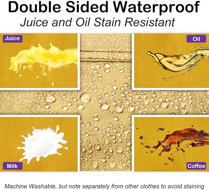 Genixart Chef Apron for Men Women with Pockets, Canvas Aprons for Kitchen Cooking, Artist Painting, Work Apron for Server (Yellow, 6 Pack)