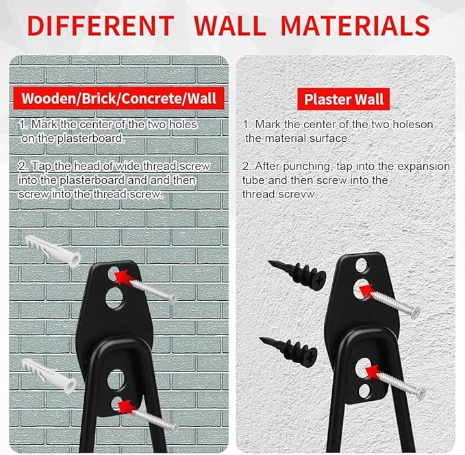 3-H Garage Wall Hooks 20 Pack, Garage Hooks Heavy Duty with Extra Welding Spots, Garage Organizer for Garden, Lawn, Chairs, Ladders, WeedEater, Shovel (Red)