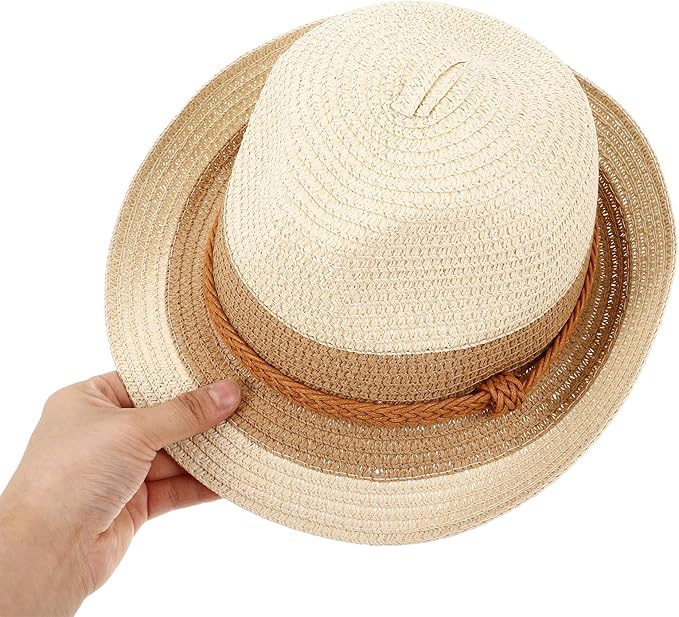 Uonlytech Breathable Lightweight Straw Sun Hat for Women Summer Beach Vacation Wide Brim Cap for Sun Protection Stylish Outdoor Garden and Travel Accessory Beige