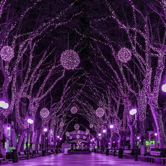 Purple LED Outdoor Halloween Lights, 39Feet 100 LED Mini Lights with 8 Lighting Modes, Connectable Halloween String Light Plug In for Garden Patio Party Haunted House Ghost Holiday Lighting Decoration