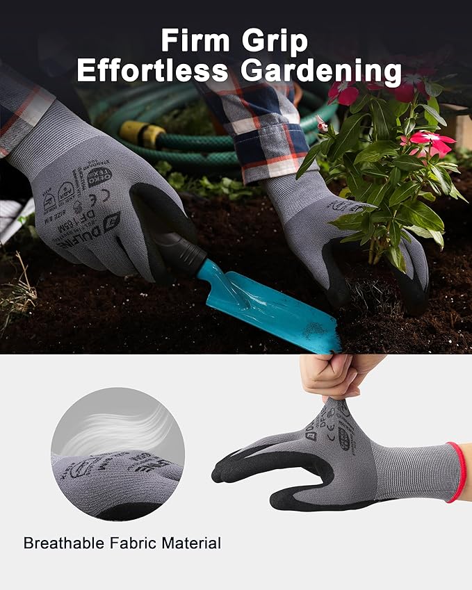 DULFINE Work Gloves for Men & Women,6 Pairs Pack,Touchscreen MicroFoam Nitrile,Ideal for General Purpose,Home Improvement