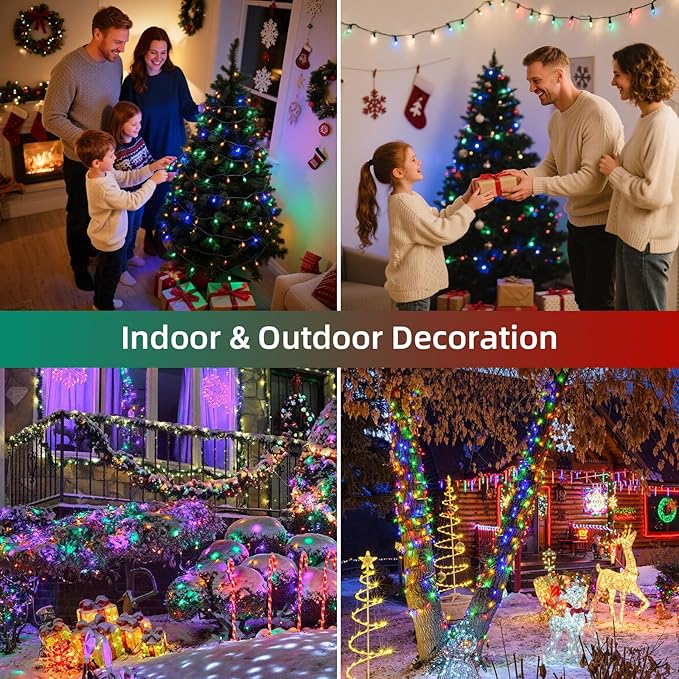 Chuya Christmas Tree Lights String Lights Outdoor Indoor Decoration, Waterproof 500 LED 164FT Multicolor Fairy Light Christmas Lights with Timer Remote 8 Lighting Modes UL588