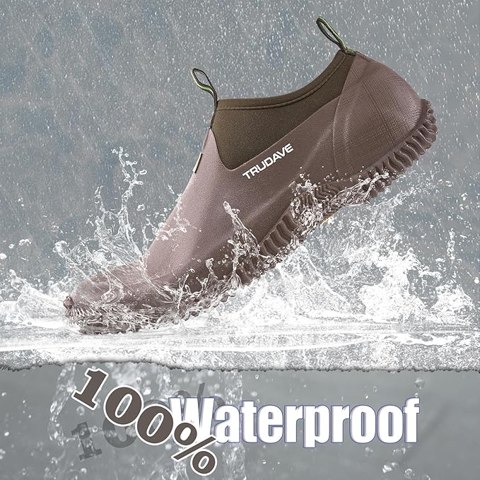 Trudave Garden Shoes for Men & Women, Waterproof Rubber Shoes with 4.5mm Neoprene, Womens Rain Boots for Gardening,Size 6-13