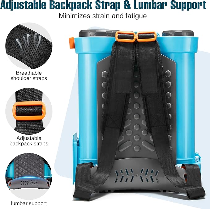 Battery Powered Backpack Sprayer 4 Gallon, with Auto Mixing, 100 PSI Backpack Sprayer 4 Gallon with 5 Nozzles, Electric Garden Pump Sprayer with 8Ah Battery, for Weeding, Spraying & Cleaning