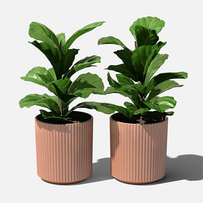 Veradek Demi Series Round Planter for Porch, Patio, Backyard | Durable Plastic-Stone Composite Material | Modern Décor for Tall Plants, Flowers