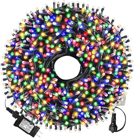 XTF2015 105ft 300 LED Christmas String Lights, End-to-End Plug 8 Modes - UL Certified - Outdoor Indoor Fairy Lights for Tree, Patio, Garden, Party, Wedding, Holiday (Multicolor)