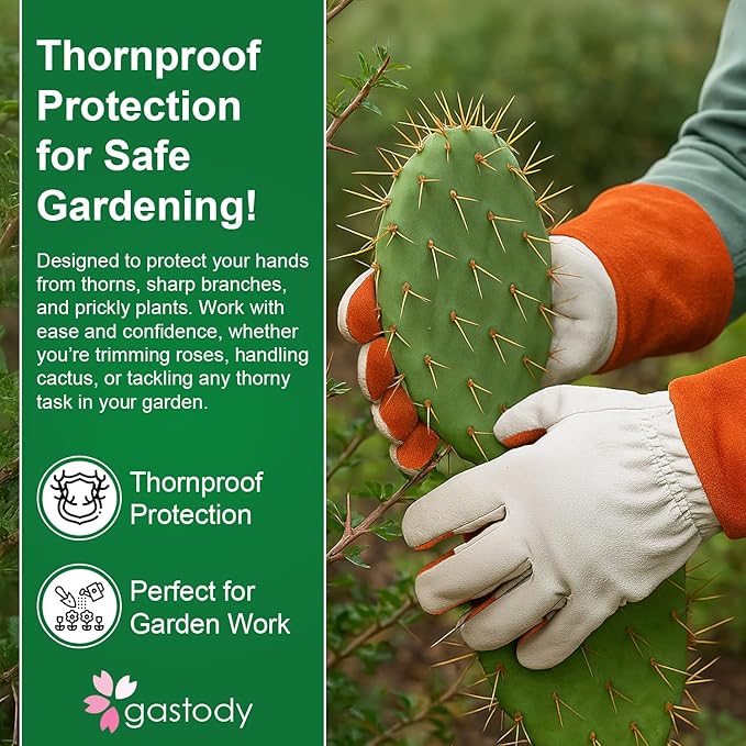 Leather Gardening Gloves for Women & Men – Thornproof & Puncture Resistant Cowhide Welding & Construction Work Gloves