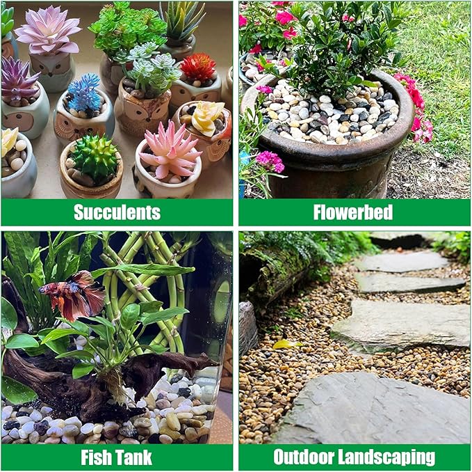 River Rocks 20 Lbs,0.4-1.2 Inch Pebbles for Indoor Plants, High Polished Stones for Garden Landscaping, Smooth Gravel Filler for Outdoor Plants, Succulents, Fish Tank and Vases