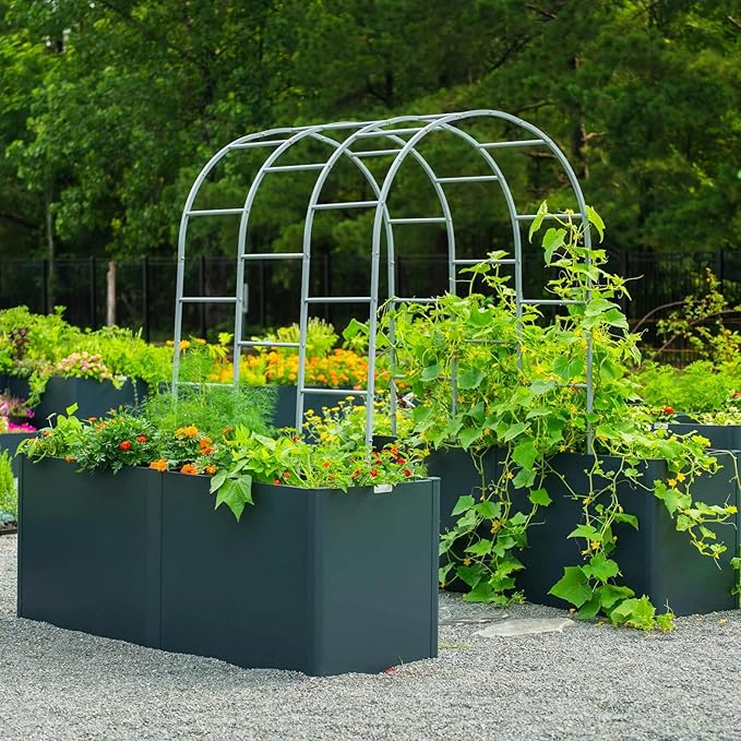 Vego garden 32" Extra Tall Raised Garden Bed, 42" x 42" Modern Raised Garden Beds Kit, Metal Planter Box for Vegetables Flowers Fruits, Umber Brown