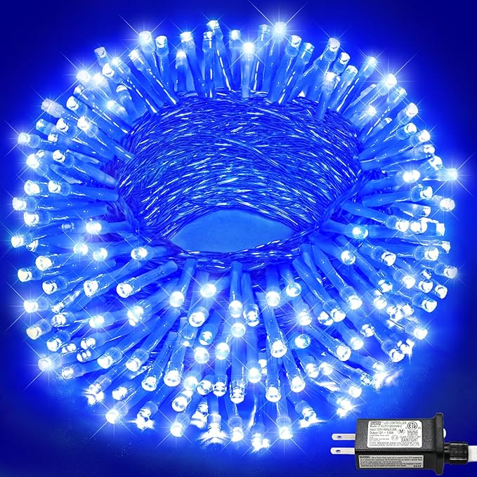 66FT 200 LED Christmas Lights Outdoor, Plug in Christmas String Lights Indoor, Waterproof & 8 Modes & Timer Function, Connectable Fairy Twinkle Light for Bedroom Classroom Wedding Party Decor, Blue