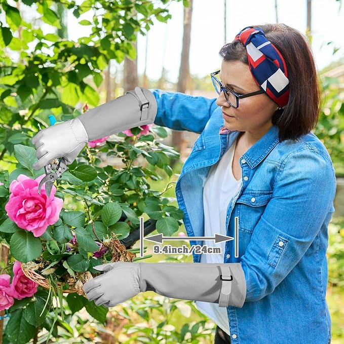 Long-Gardening-Gloves for Women/Men - Thorn Proof Rose Pruning Gloves Heavy Duty Gauntlet-S