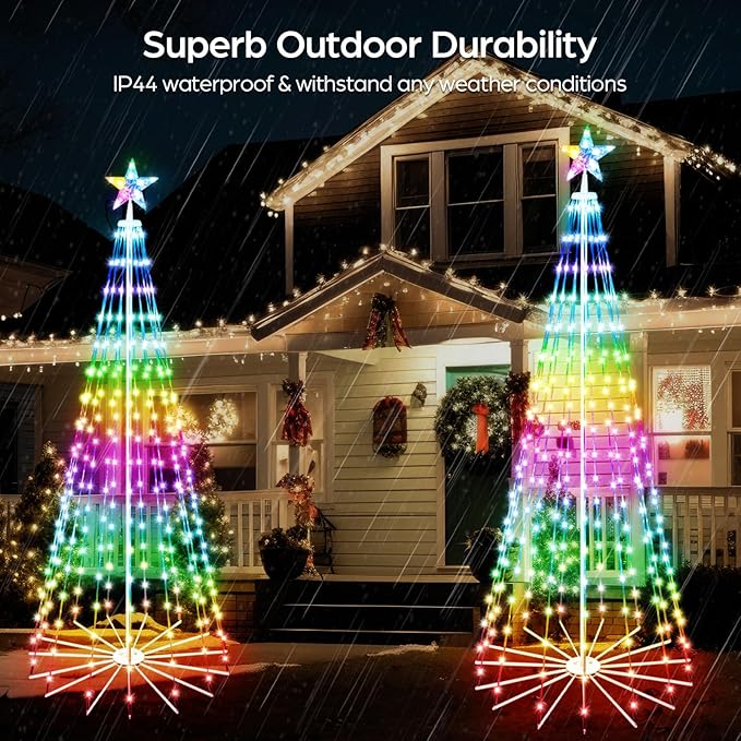 8 FT Outdoor Christmas Tree,Smart APP Remote Control RGB Color Changing DIY Timer LED Christmas Tree for Indoor Outdoor Decorations