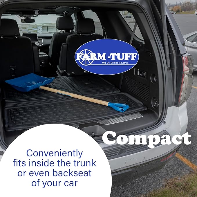 Farm-TUFF Heavy Duty Multi-Purpose Shovel - Snow, Barn, Grain, Industrial Use - Large Non-Stick Blade & Ash Hardwood D-Grip Handle - Durable & Lightweight Utility Scoop - Blue, 18in