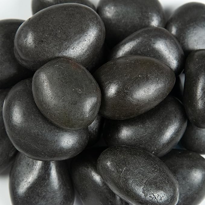 MSI Decorative Polished Black Pebbles, 1.2 inch - 2 inch, 40 lb. Bag(Pallet/ 55 Bags)