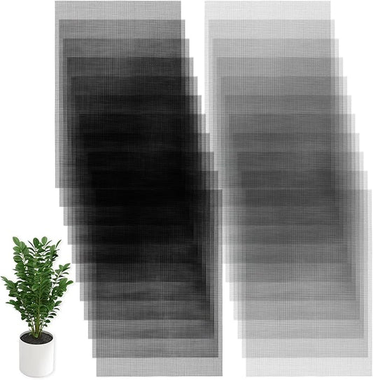 20 PCS Terrarium Mesh for Drainage, 11.8 X 7.8 Inches Eye Mesh, Plant Pot Drainage Mat, Prevent Soil Loss, Suitable for Potted Plants, Gardening Gifts for Friends (Black + Gray)