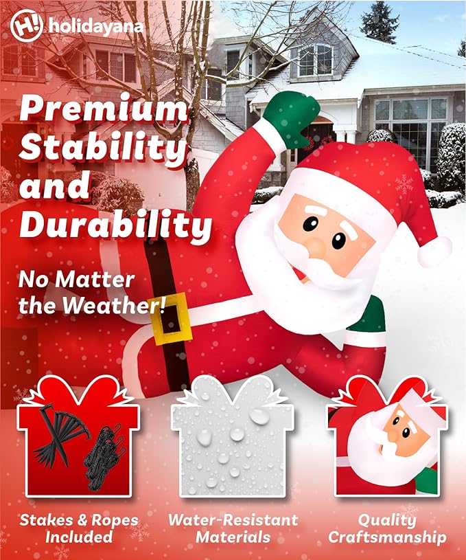 Holidayana Christmas Inflatables Large 10 ft Lounging Santa - Inflatable Outdoor Christmas Decorations Blow Up X-mas Decorations for Yard, Lawn & Garden Internal Lights & Built-in Fan