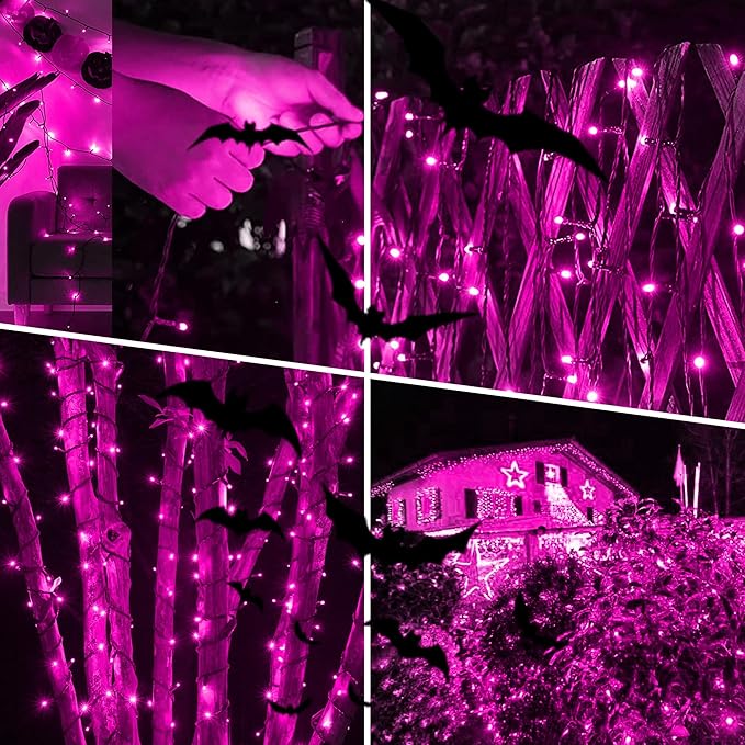 500 LED Pink Christmas Lights,164 FT Outdoor Fairy Lights Plug in, Pink String Lights with 8 Twinkle Modes for Indoor Outdoor Bedroom, Yard, Wedding, Valentines Day Decoration