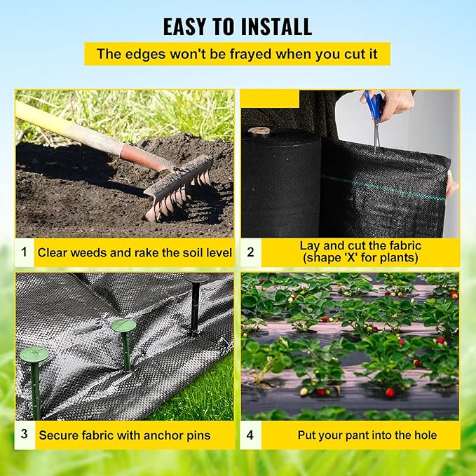 VEVOR Weed Barrier Fabric, Heavy Duty 4x100FT 5.8oz Woven Landscape Fabric, Garden Fabric Weed Barrier, Weed Control Fabric Ground Cover, Geotextile Fabric for Landscaping, Weed Block Gardening Mat