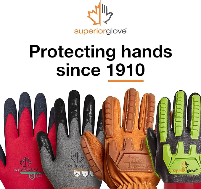 Superior Glove Endura Impact and Water Resistant Leather Work Gloves for Hand Safety Protection - 378GKVSB Medium (Pack of 1 Pair)