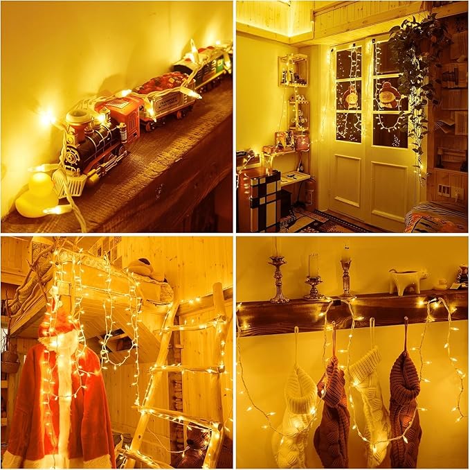 Christmas Lights Clear White 70 Count Incandescent Light UL Certified Connectable Christmas Tree Lights with White Wires for Indoor Outdoor Xmas, Wedding, Holiday, Party, Home Decorations