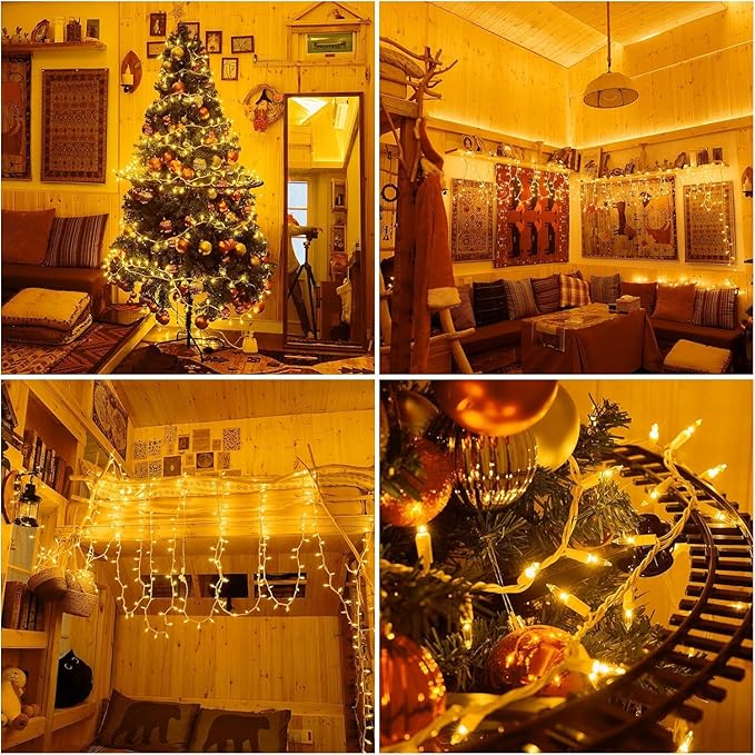 Christmas Lights Clear White 70 Count Incandescent Light UL Certified Connectable Christmas Tree Lights with White Wires for Indoor Outdoor Xmas, Wedding, Holiday, Party, Home Decorations