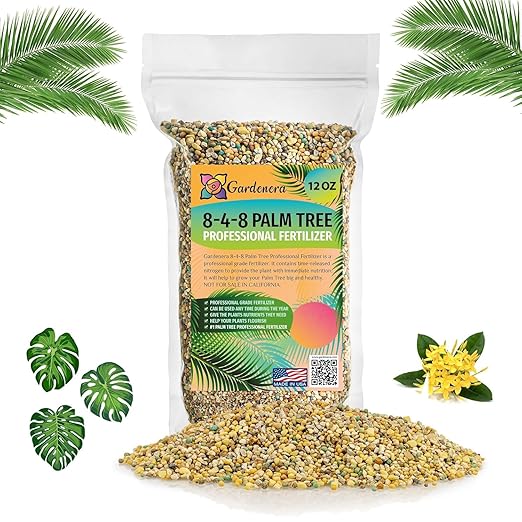 Premium 8-4-8 Professional Palm Tree Fertilizer Plant Food |Indoor Potted Plants and Outdoor Landscape Palm Trees | Quick-Release Nitrogen Fertilizer and Continuous Feeding [12 OZ]