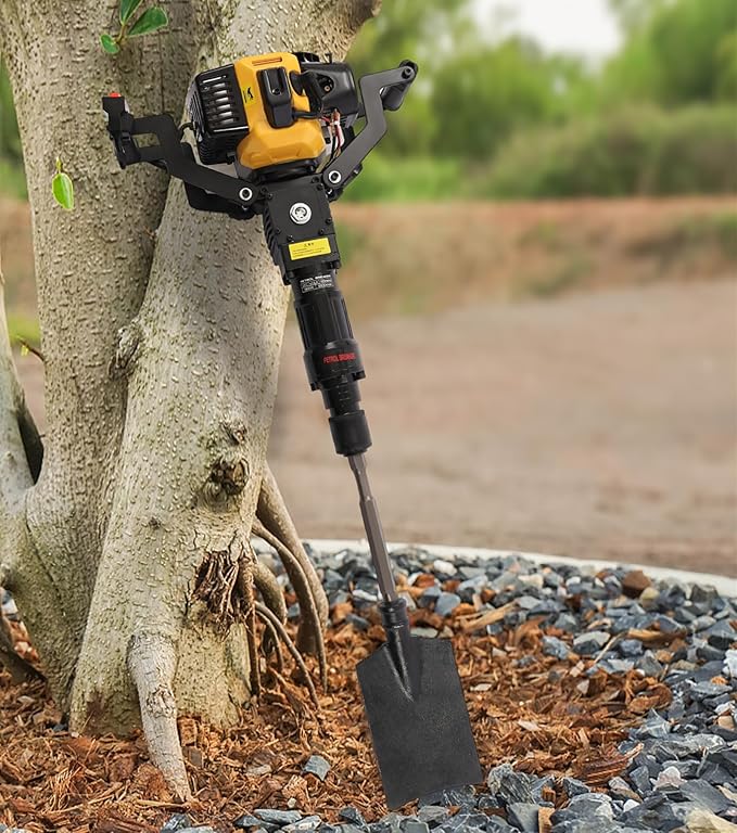 Tree Digger Machine Tree Digger 1250W 2 Stroke 6500RPM Gas Tree Planting Digging Machine Gasoline Planting Garden Tree Digger Shovel Gas Powered Garden Digger Tool Portable Trench Digger-Yellow