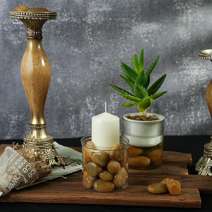 StoneCreek 12 LBS River Rocks, Large Size, Decorative Garden Stones for Plant Landscaping, Polished Gravel Filler Pebbles for Home Decoration, Vases, Succulents(Pale Yellow Pebbles)