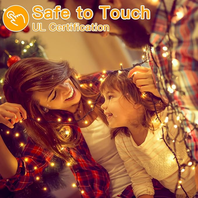 Ollny Christmas Lights, 500LED 164FT Long Christmas Tree Lights with 8 Modes Remote Timer IP44 Waterproof, Outdoor Christmas Lights for Tree House Yard Outside Xmas Decorations Warm White