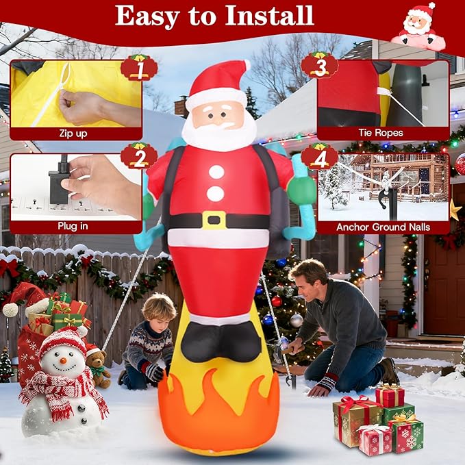 8 FT Christmas Inflatable Outdoor Decorations with LED Lights, Blow Up Yard Decorations for Christmas, Holiday Xmas Inflatables Garden Lawn Decor