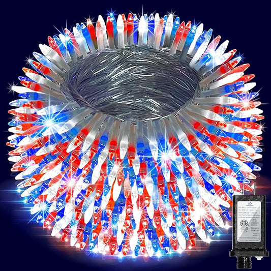 1500 LED Chrstmas Lights, 470ft Outdoor Christmas String Lights with 12 Modes, Red White and Blue LED String Lights with Timer Dimmable Waterproof for Tree Fence Garden Xmas Wedding Party Decor