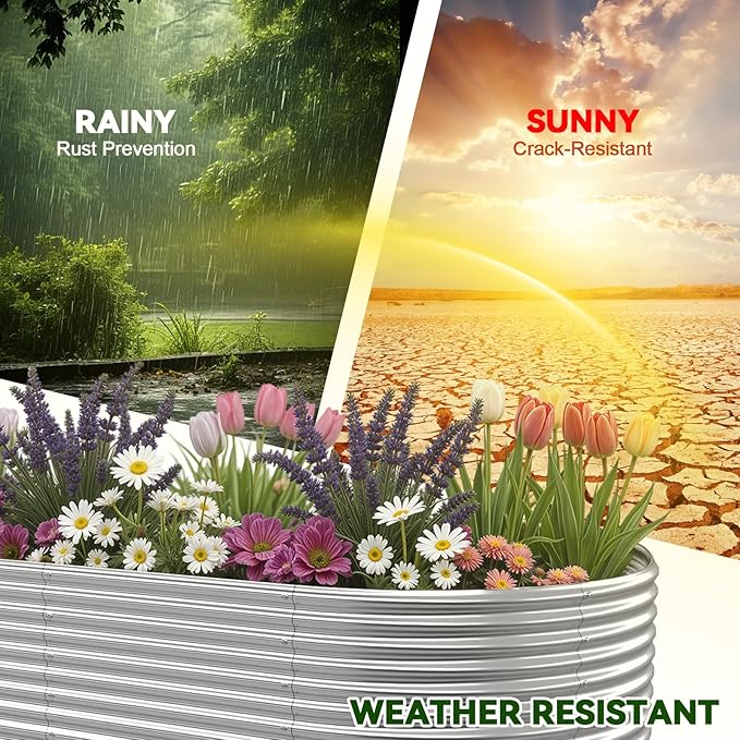 2 Pack 8x4FT Tall Galvanized Raised Garden Bed, Outdoor Metal Planter Box for Vegetables & Flowers, Steel Above Ground Garden Box for Backyard Gardening