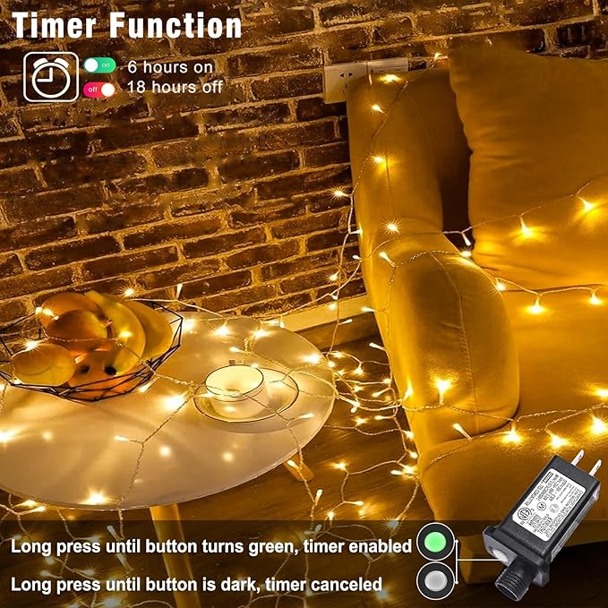 66FT 200 LED Christmas Lights Outdoor, Plug in Christmas String Lights Indoor, Waterproof & 8 Modes & Timer Function, Connectable Fairy Twinkle Light for Bedroom Classroom Wedding Decor, Warm White
