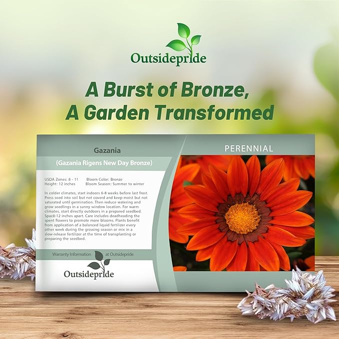 Outsidepride New Day Bronze Gazania Seeds for Planting – 50 Pcs Perennial, Low-Maintenance, Drought-Tolerant Ground Cover Seeds for Vibrant Summer & Fall Flowers, Great for Outdoor Gardens