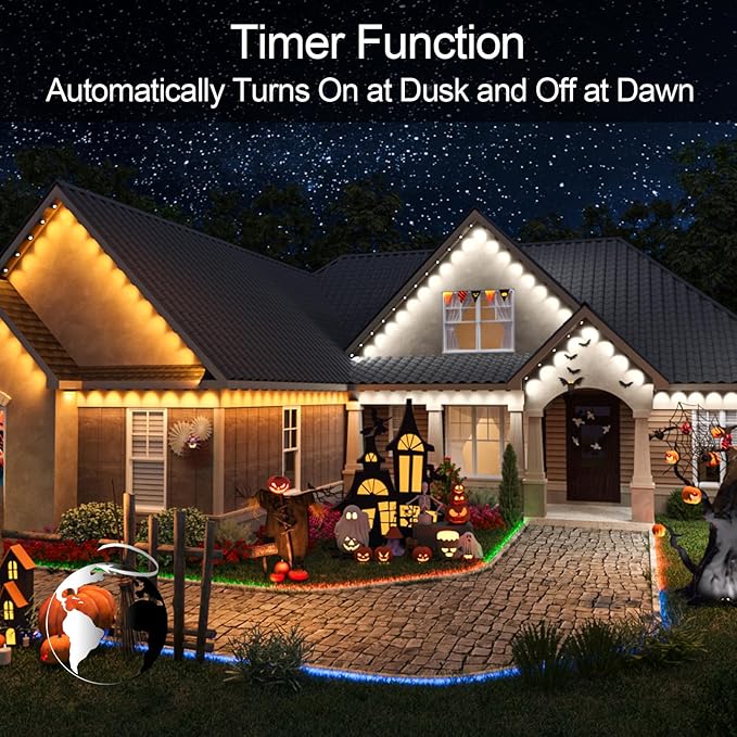 Permanent Outdoor Lights, RGB+IC 100FT Smart LED Eaves Lights,72 Color-Changing Waterproof Lights with 63 Scene Modes,APP & Voice Control, Ideal for Christmas, Halloween, Parties, and Holiday Décor
