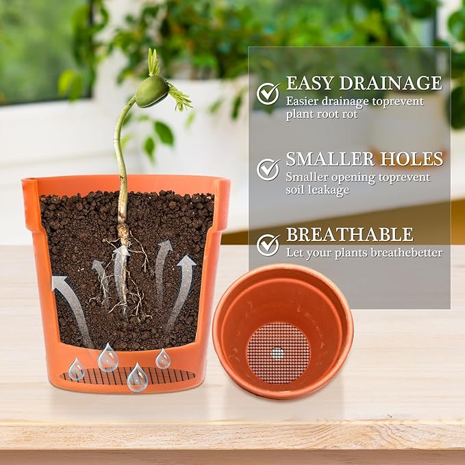 15 Pcs Flower Pot Hole Mesh Pad, 11.8 * 7.8 Inch Bonsai Pot Mesh, Bonsai Pot Bottom Grid Mat Mesh, Plant Drainage Screens Gasket, Keep Bonsai Soil from Flowing Away (Black)