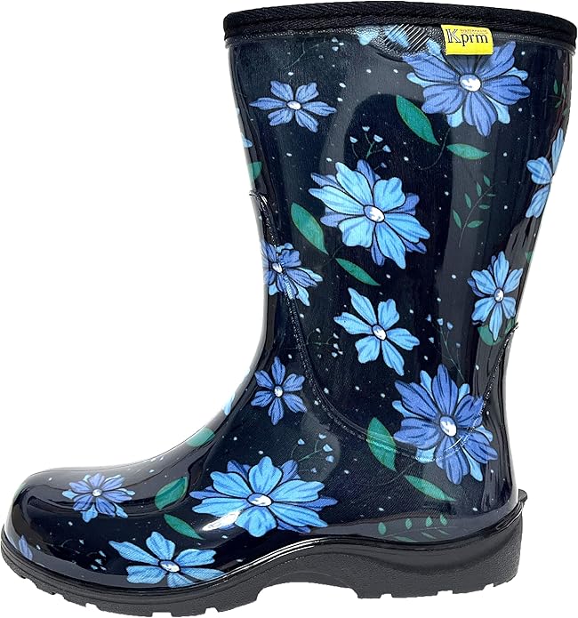 Women's Rain Boots Waterproof Mid Calf Rubber Garden Boots for Women Outdoor Mud Work with Comfort Insole