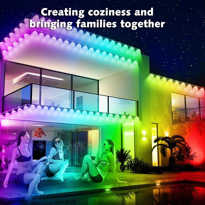 SINLEY Permanent Outdoor RGB Lights,Waterproof Smart LED Eaves Lights with App/Remote Control,for Christmas and All Holiday Decor,Daily and Accent Lighting,House Roof and Garden Lighting (100FT)