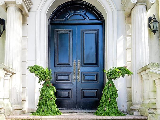 39” Crooked Top Christmas Tree with Pine Cones, Artificial Norfolk Pine Tree for Front Porch Stairs Indoor Outdoor Holiday Christmas Decor Xmas Decorations