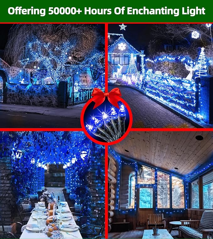 750 LED 240FT Christmas Lights Outdoor,12 Lighting Modes Christmas String Lights with Timer, Dimmable BlueLED StringLightsWaterproof for Yard Tree Wedding Party Holiday Decor Blue