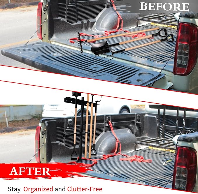 Trailer Racks for Lawn Equipment, Trailer Tool Rack Shovel Holder for Shovels, Rakes, Hoes, Landscape Hand Tool Rack for Open Trailers, Lawncare Trailer Accessories, with 6 Tool Holes&Rubber Grommets