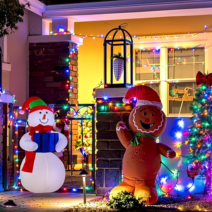 C7 100 LED Battery Operated Christmas Lights,Battery Powered Waterproofing Bulbs,34FT 8 Modes with Auto On/Off Time for Xmas Tree Garden Patio Indoor Outdoor Christmas Decor(Multicolor)