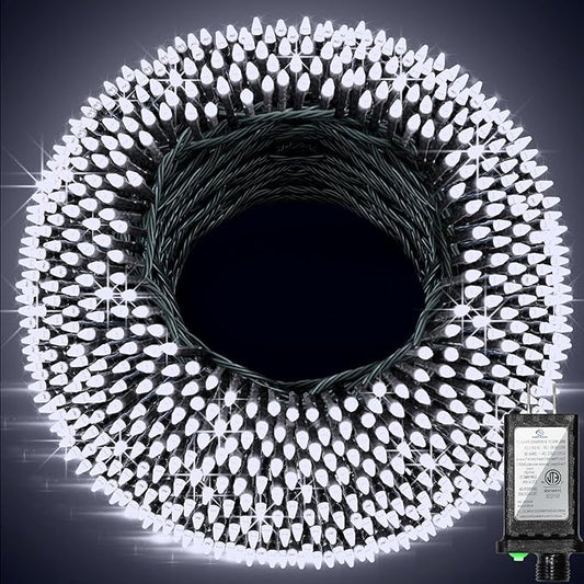 750 LED 240FT Christmas String Lights Outdoor, 12 Pro Modes and Timer Memory & Brightness, Plug in Waterproof Dark Green Wire Twinkle Light for for Xmas Yard Tree Wedding Party Decor (Cool White)